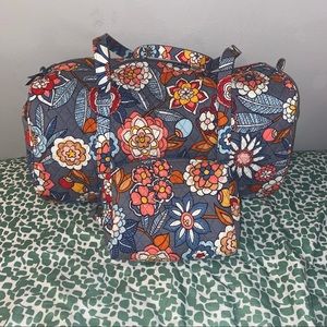 Vera Bradley Large Duffel and Matching Cosmetic Bag - Tropical Evening